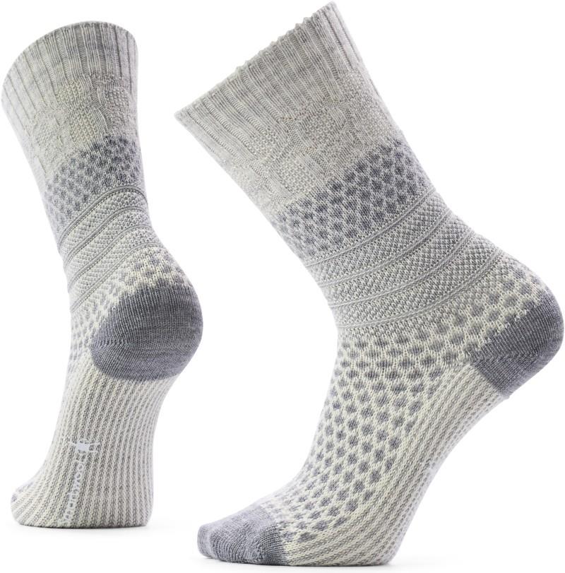 Everyday Cozy Popcorn Cable Crew Socks - Womens - light gray 1