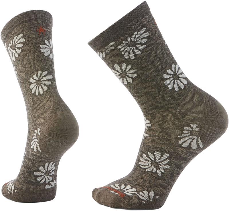 Everyday Floral Crew Socks - Womens - taupe 1