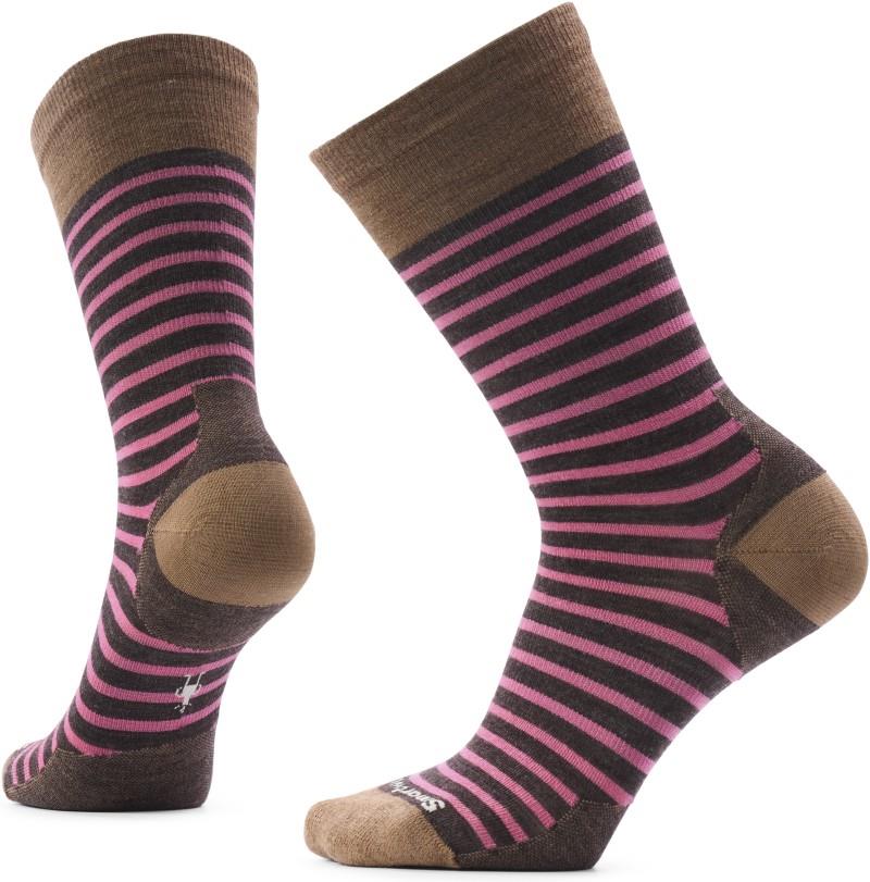 Everyday Pin Stripe Crew Socks - Womens - chestnut 1