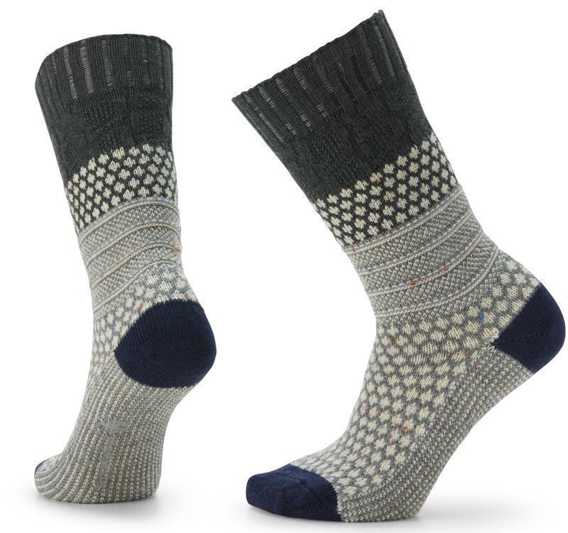 Everyday Popcorn Cable Crew Socks - Unisex - Dark Sage 1