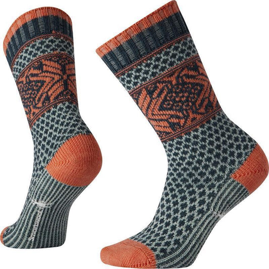 Everyday Popcorn Snowflake Pattern Crew Socks - Womens - Twilight Blue 1