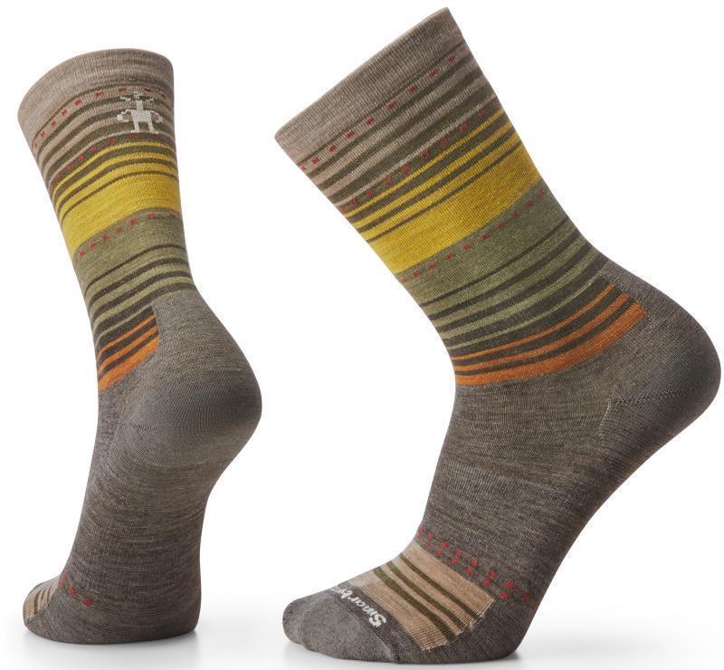 Everyday Stitch Stripe Crew Socks - Unisex - Taupe 1