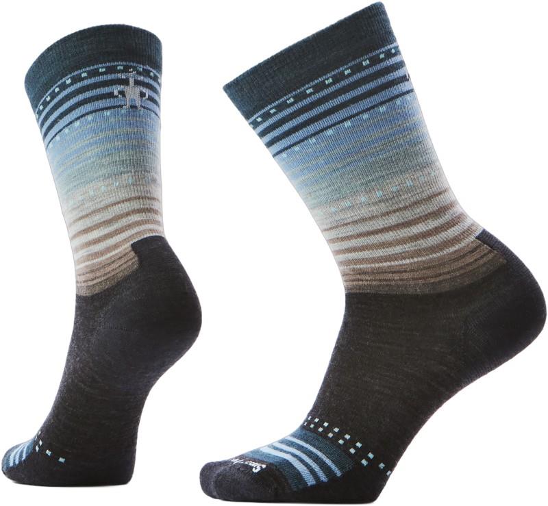 Everyday Stitch Stripe Crew Socks - Womens - charcoal / ash 1