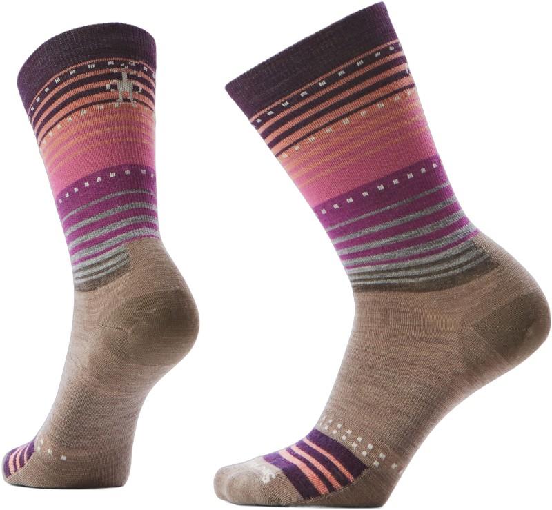 Everyday Stitch Stripe Crew Socks - Womens - fossil / purple 1
