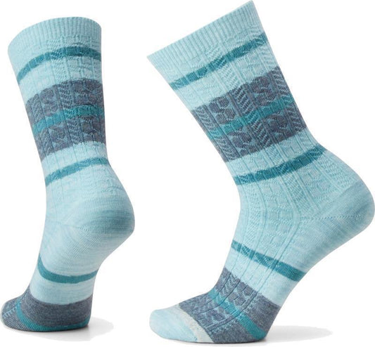 Everyday Striped Cable Crew Socks - Unisex - Frosty Green 1