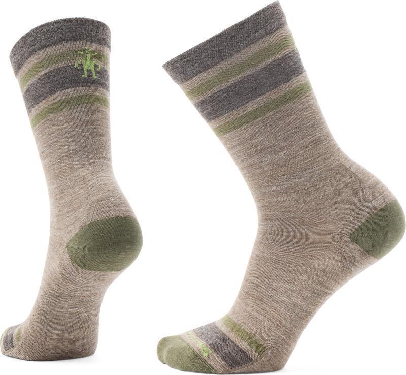 Everyday Top Split Stripe Crew Socks - Unisex - Taupe 1