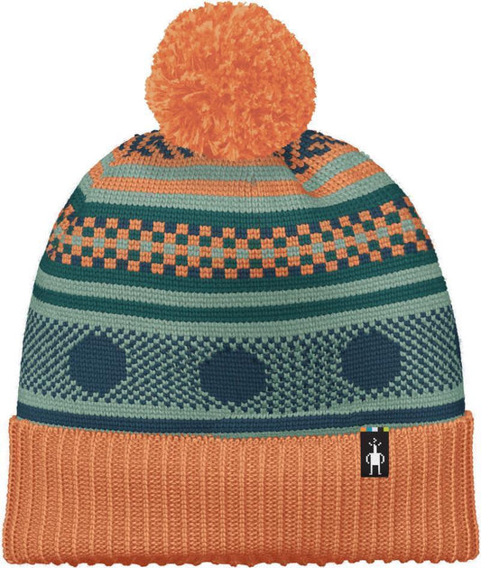 Fairisle Fleece Lined Beanie - Apricot 1