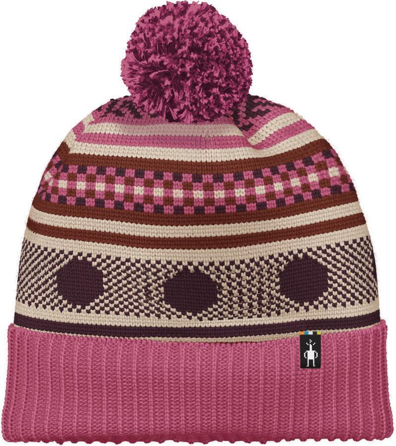 Fairisle Fleece Lined Beanie - Garden Pink 1