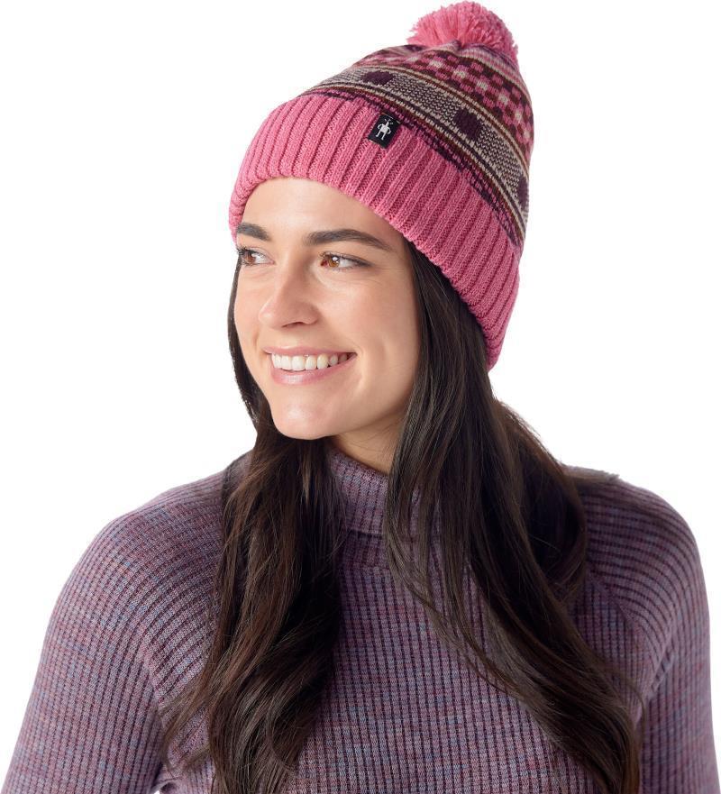 Fairisle Fleece Lined Beanie - Garden Pink 2
