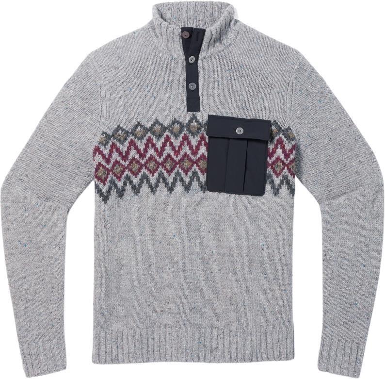 Heavy Henley Sweater - Mens - Light Gray Heather 1