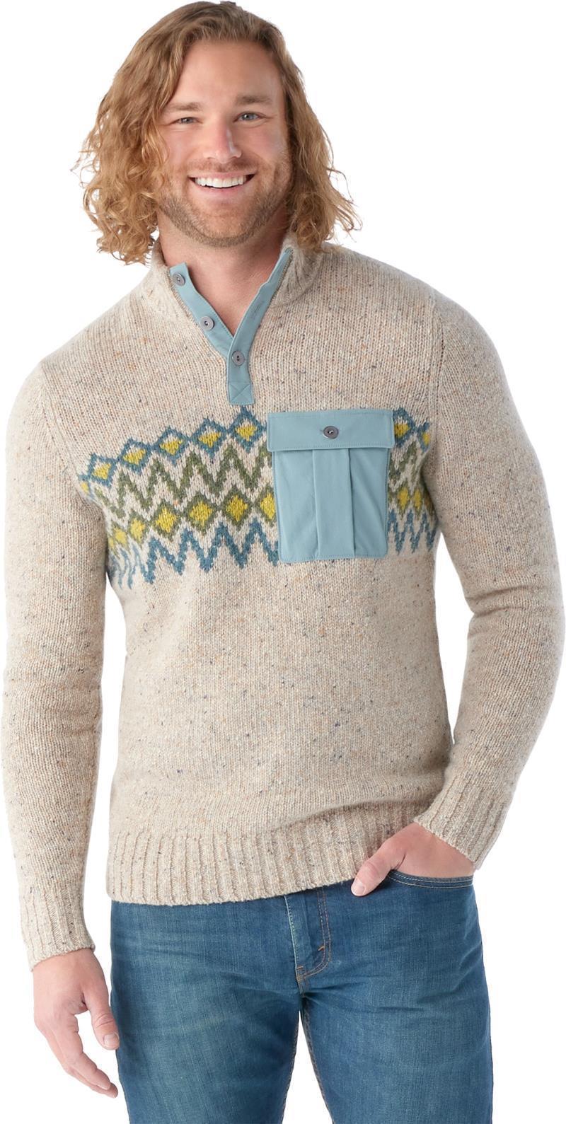 Heavy Henley Sweater - Mens - Oat Heather 2