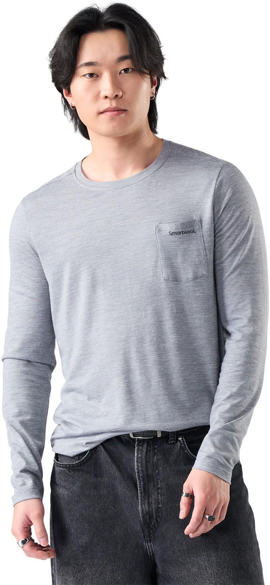 Hemp Blend Go Far Bear LS Graphic Tee - Mens - light gray heather 1