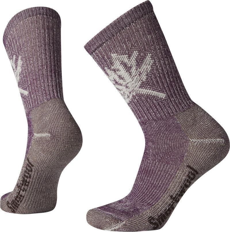Hike Classic Edition Light Cushion Leaf Pattern Crew Socks - Womens - bordeaux 1