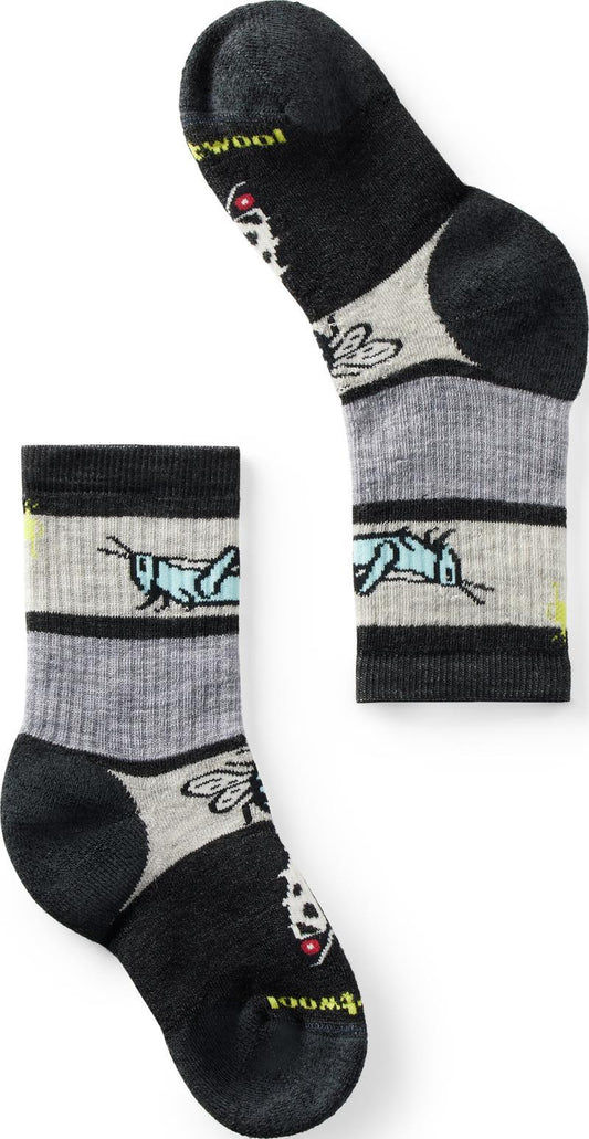 Hike Full Cushion Garden Bugs Pattern Crew Socks - Kids - Charcoal 1