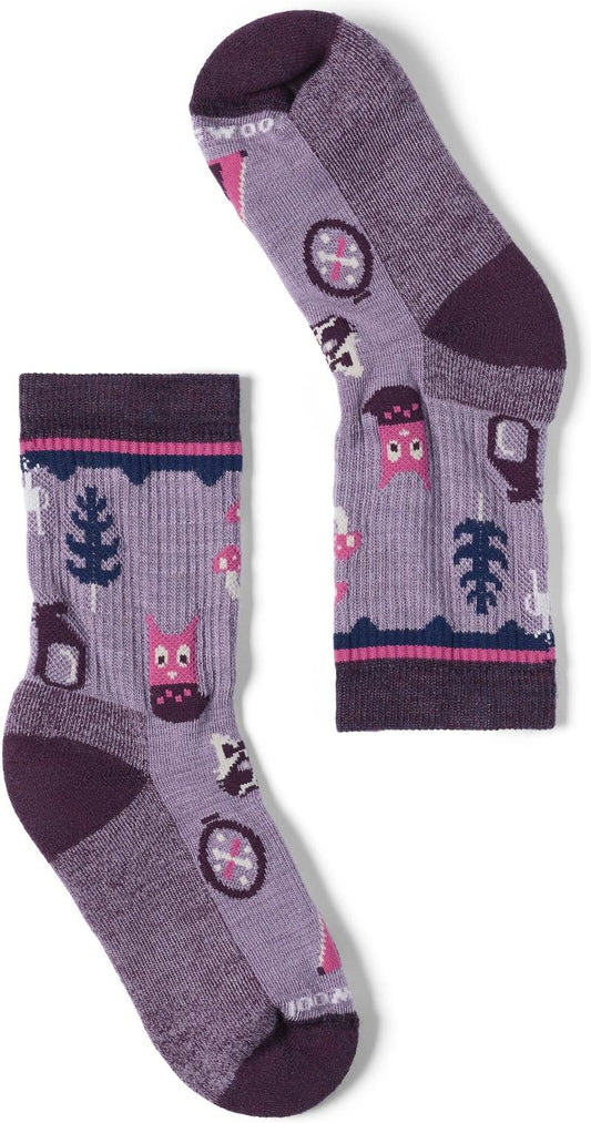 Hike Light Cushion Critter Cache Crew Socks - Kids - purple dawn 1