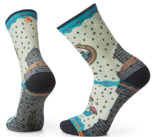 Hike Light Cushion Explore The Unknown Print Crew Socks - Unisex - Natural 1
