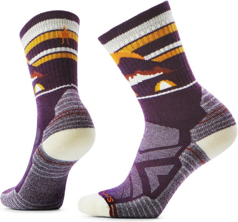 Hike Light Cushion Mountain Moon Crew Socks - Womens - purple iris 1