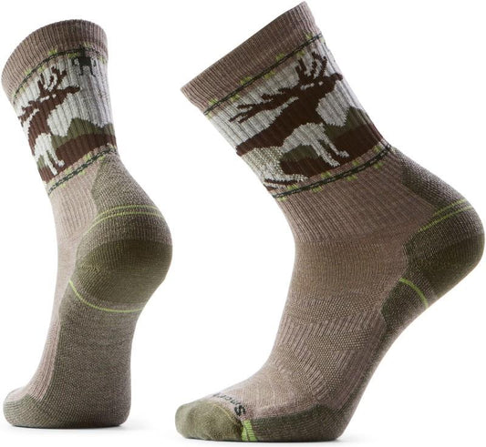 Hike Light Cushion Mountain Moose Crew Socks - Mens - fossil 1