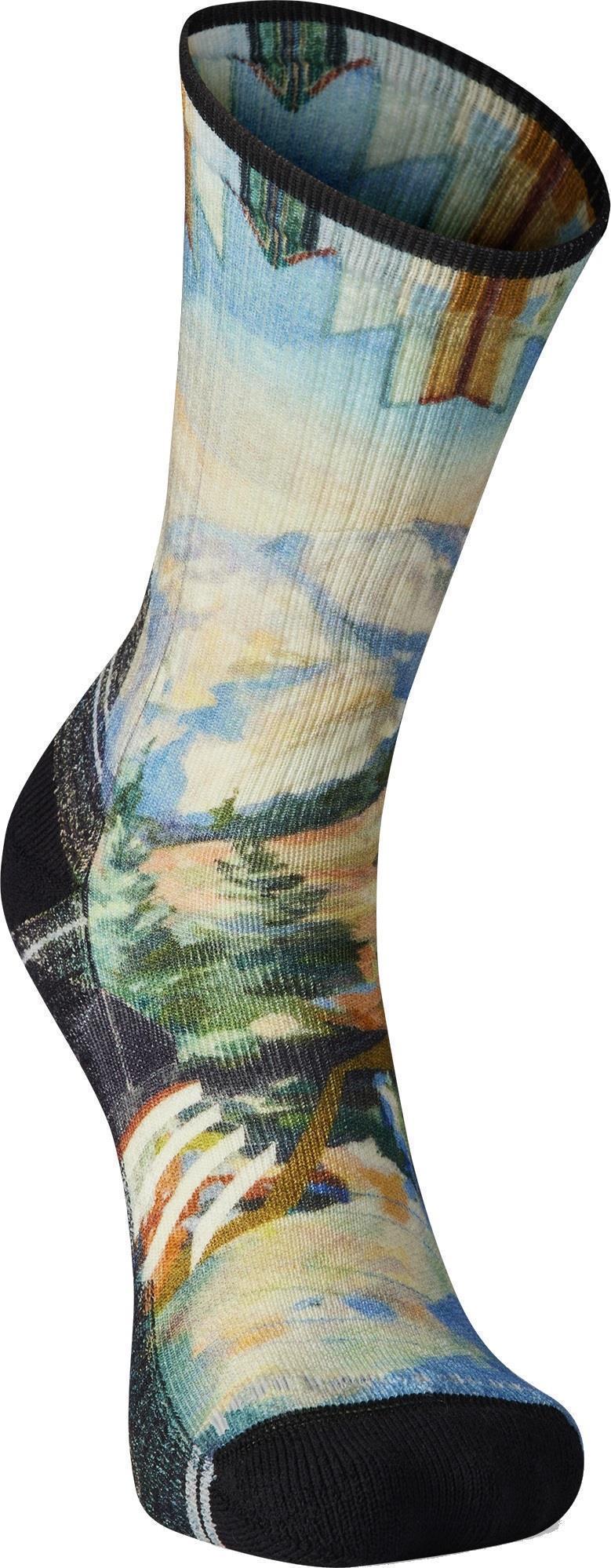 Hike Light Cushion Mountain Print Crew Socks - Mens - Mist Blue 2