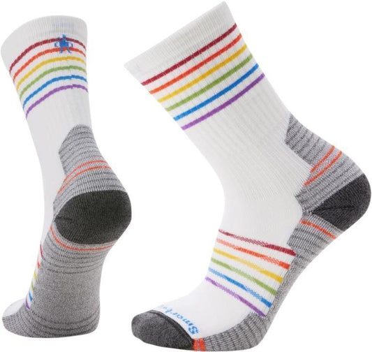 Hike Light Cushion Pride Pattern Crew Socks - Mens - White 1