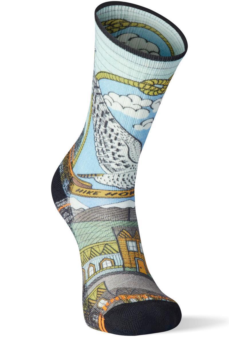 Hike Light Cushion Print Crew Socks - Mens - Charcoal 1
