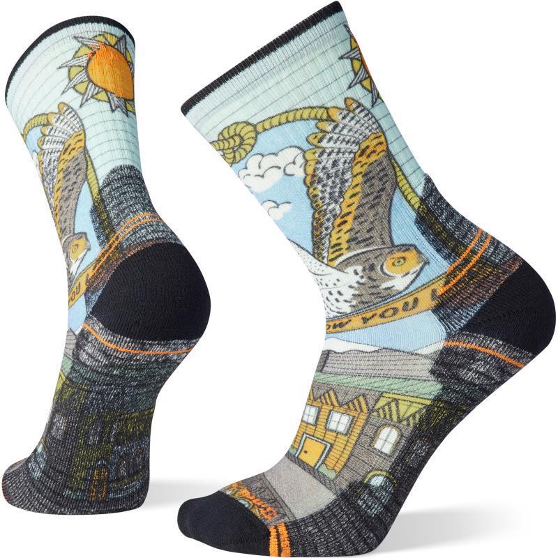 Hike Light Cushion Print Crew Socks - Mens - Charcoal 2