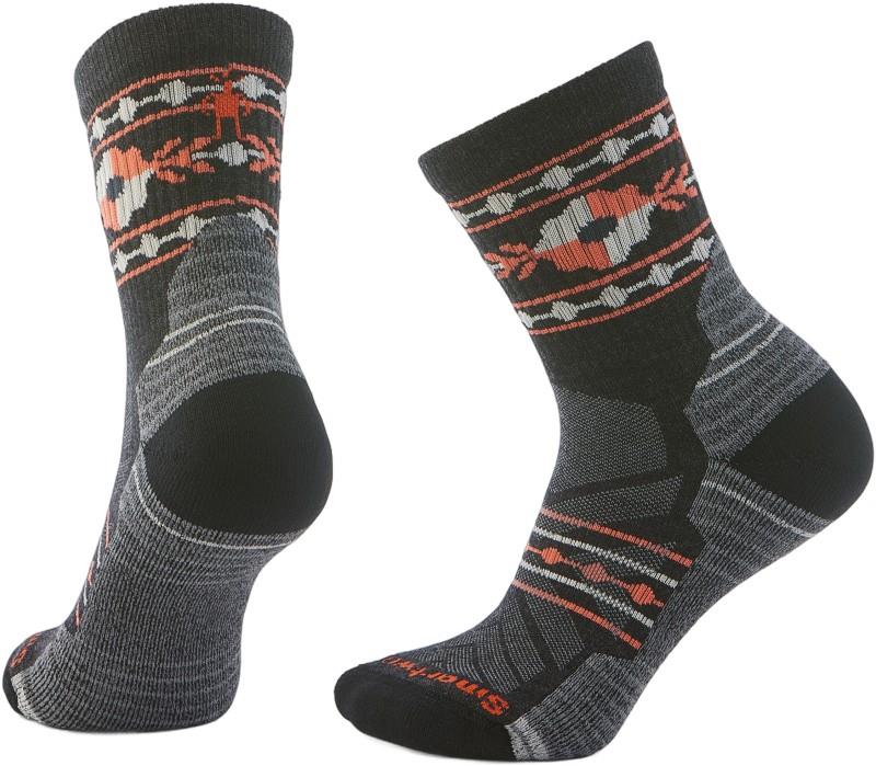 Hike Light Cushion Retro Floral Mid Crew Socks - Womens - charcoal 1
