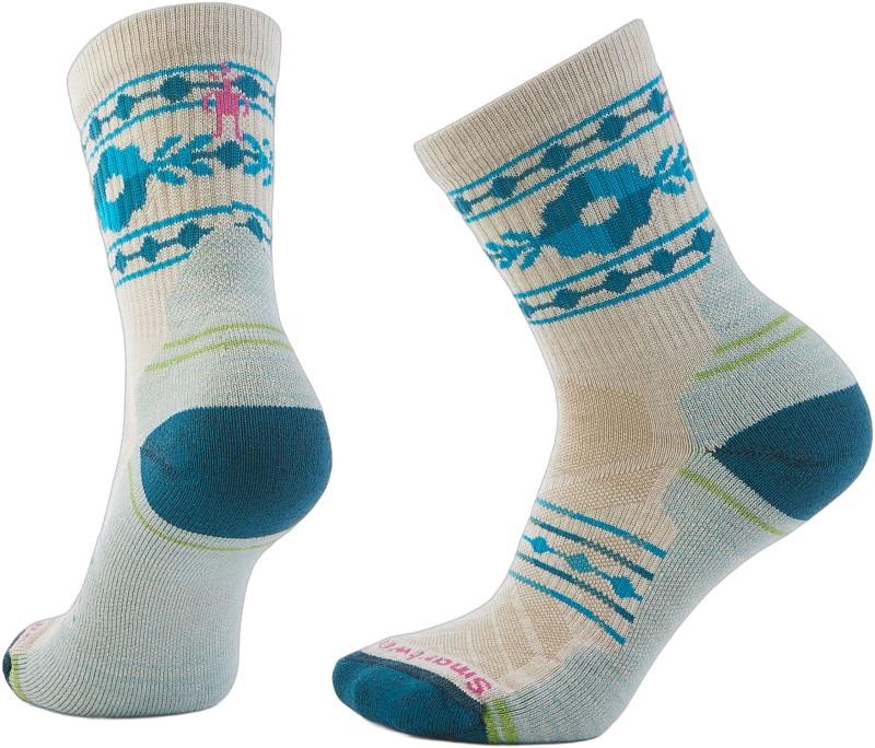 Hike Light Cushion Retro Floral Mid Crew Socks - Womens - moonbeam 1
