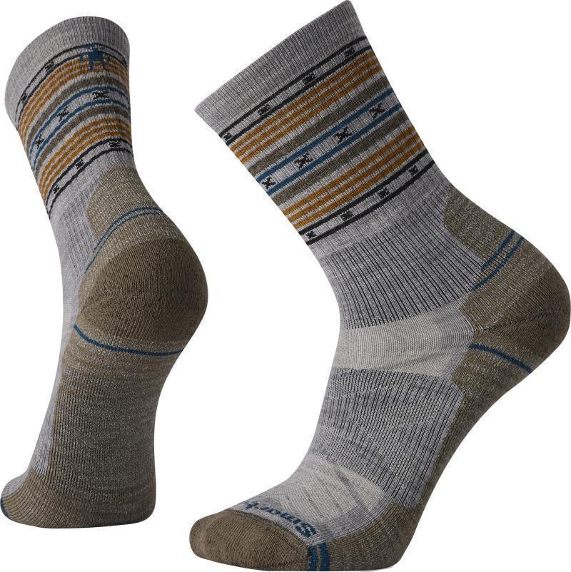 Hike Light Cushion Spiked Stripe Crew Socks - Mens - Light Gray 1