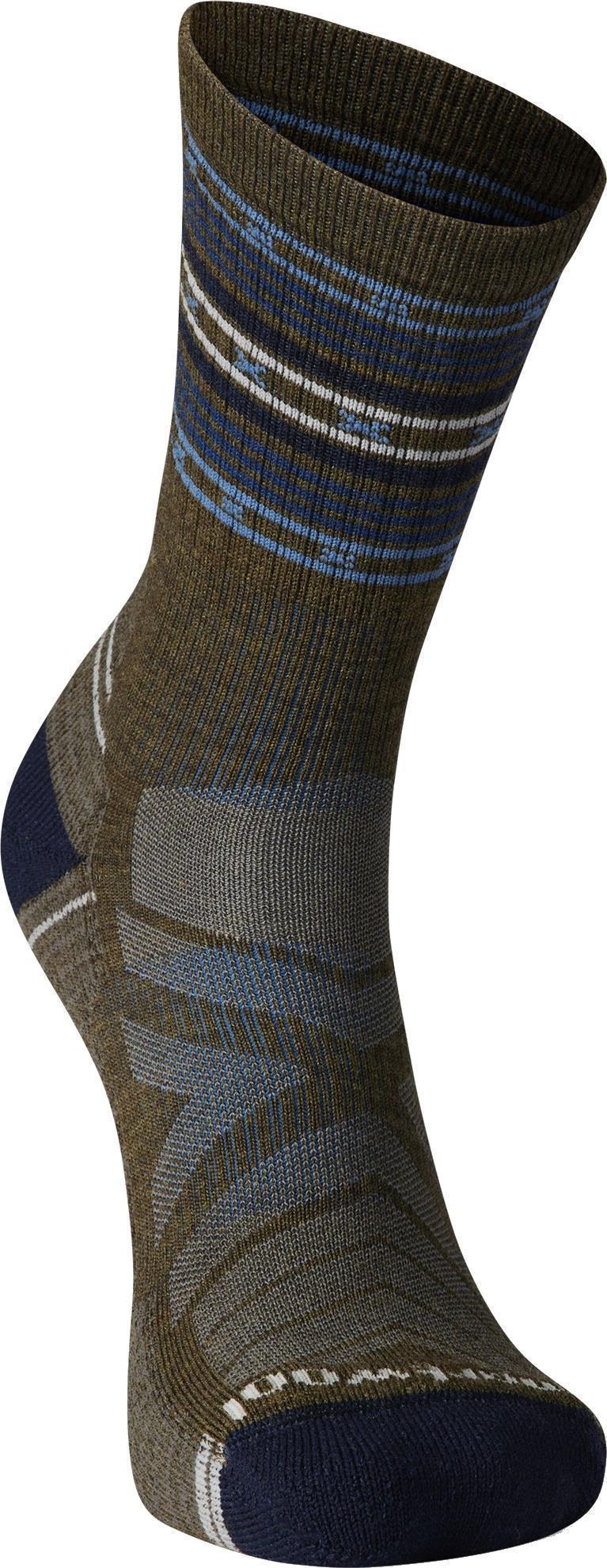 Hike Light Cushion Spiked Stripe Crew Socks - Mens - Military Olive 2