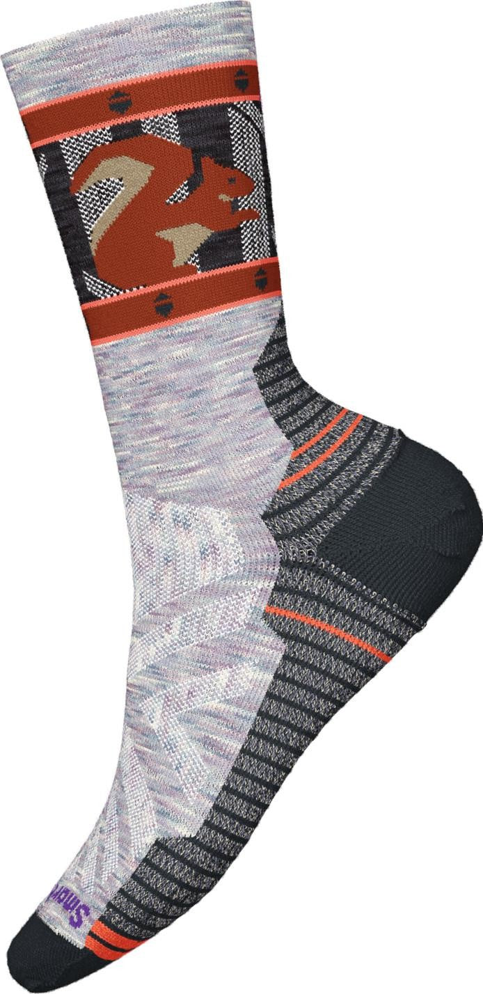 Hike Light Cushion Squirrely Print Crew Socks - Womens - purple eclipse 1