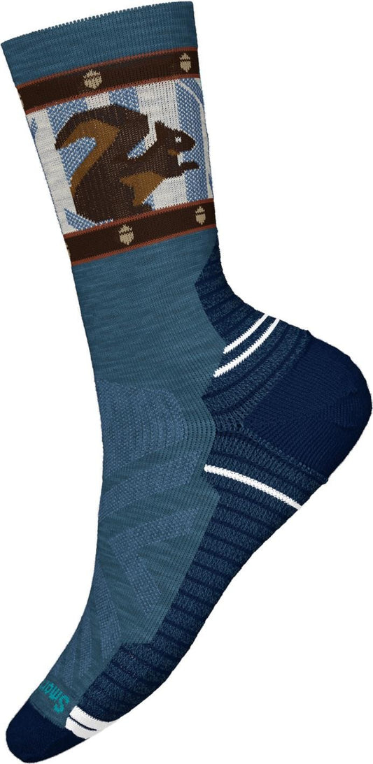 Hike Light Cushion Squirrely Print Crew Socks - Womens - twilight blue 1