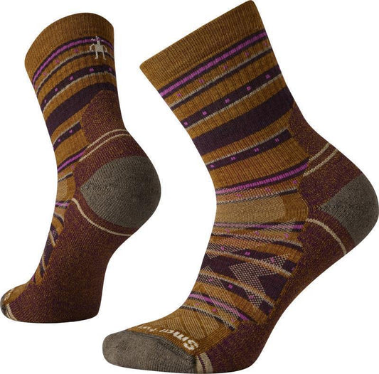 Hike Light Cushion Stitch Stripe Mid Crew Socks - Womens - Acorn 1