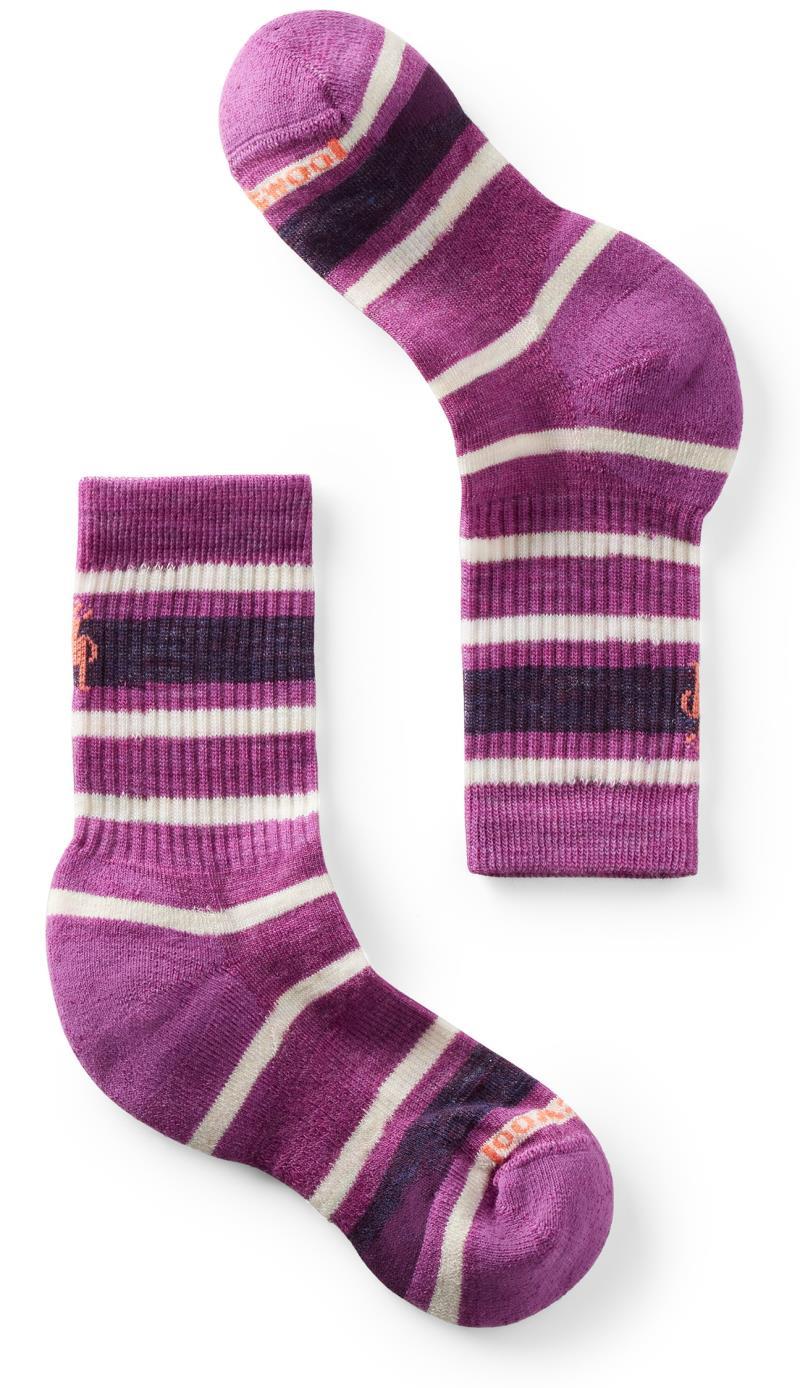 Hike Light Cushion Striped Crew Socks - Kids - Meadow Mauve 1