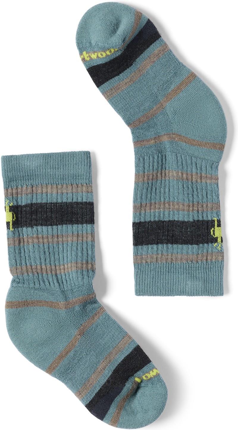 Hike Light Cushion Striped Crew Socks - Kids - dusty teal 1