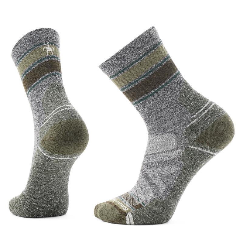 Hike Light Cushion Striped Mid Crew Socks - Mens - Ash / Charcoal 1