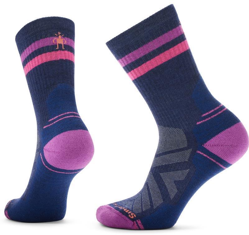 Hike Light Cushion Tube Stripe Crew Socks - Womens - Deep Navy / Power Pink 1