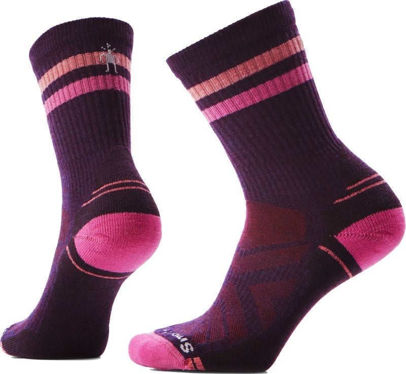 Hike Light Cushion Tube Stripe Crew Socks - Womens - purple iris 1