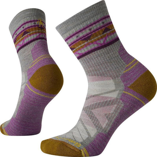 Hike Light Cushion Zig Zag Valley Mid Crew Socks - Womens - Lunar Gray Heather 1