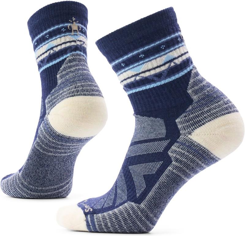 Hike Light Cushion Zig Zag Valley Mid Crew Socks - Womens - deep navy 1
