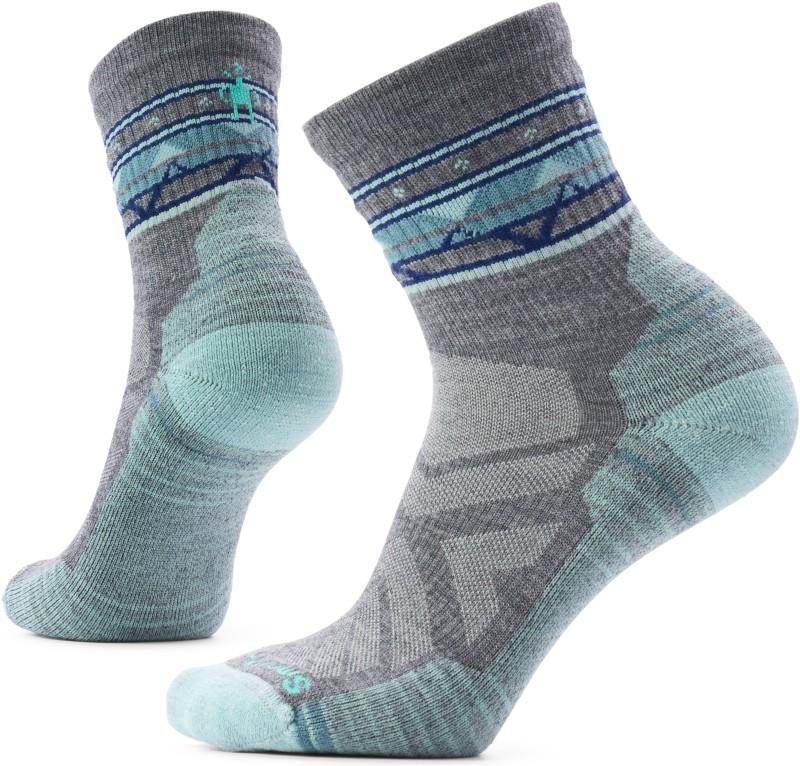 Hike Light Cushion Zig Zag Valley Mid Crew Socks - Womens - medium gray 1