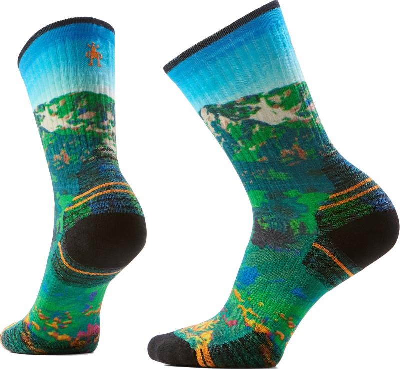 Hike Targeted Cushion Mountain Lake Print Crew Socks - Womens - capri 1