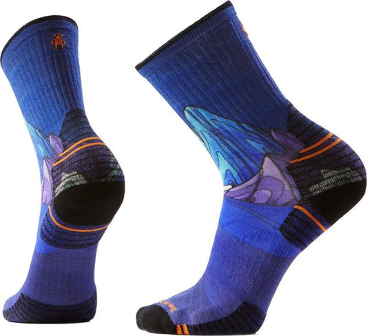 Hike Targeted Cushion Mountain Myth Print Crew Socks - Unisex - deep navy 1