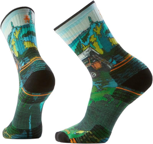 Hike Targeted Cushion Trail Trekker Print Crew Socks - Unisex - winter moss 1