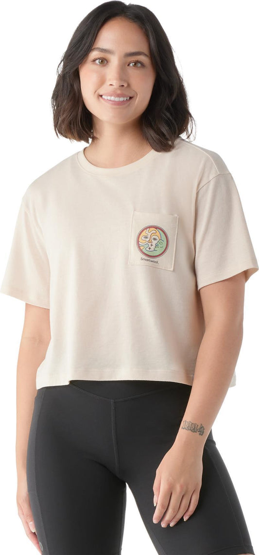 In The Sky Graphic Cropped SS Tee - Womens - Almond 1