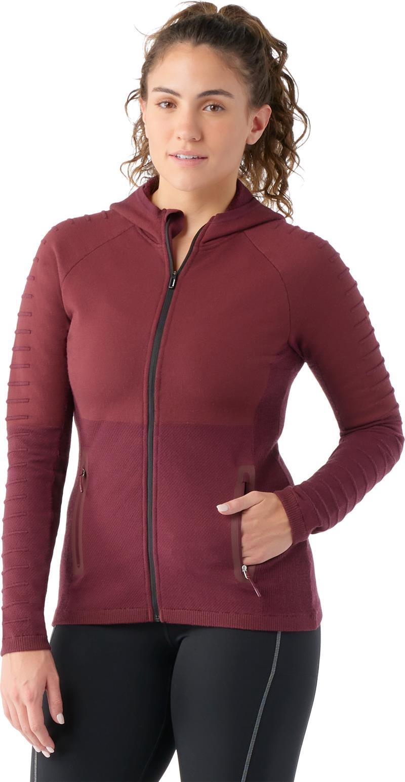 Intraknit Merino Fleece Full Zip Hoodie - Womens - Black Cherry / Pecan 2