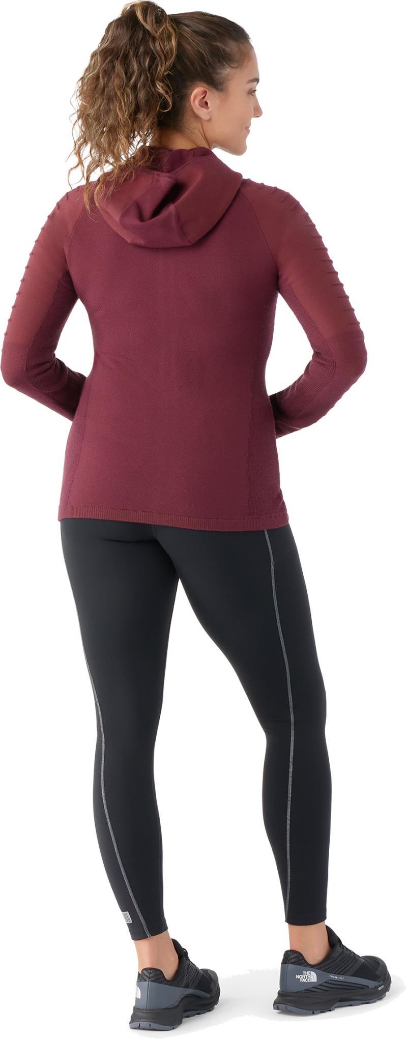 Intraknit Merino Fleece Full Zip Hoodie - Womens - Black Cherry / Pecan 3