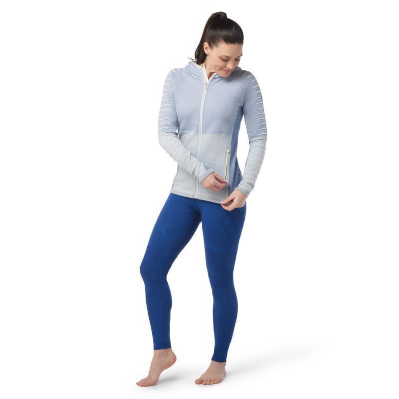 Intraknit Merino Fleece Full Zip Hoodie - Womens - White / Blueberry Hill 2