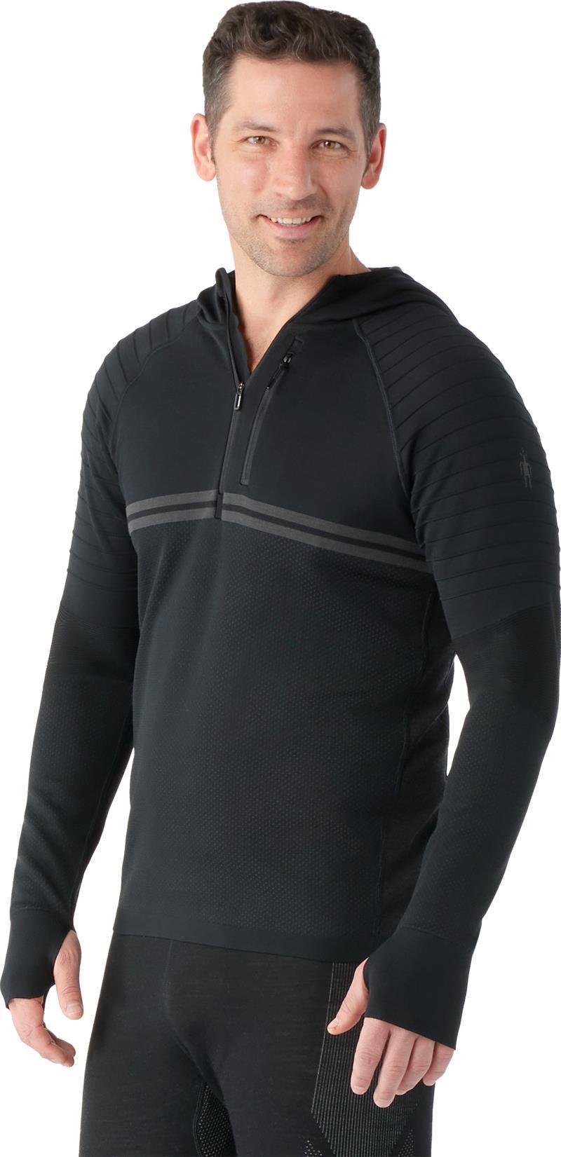 Intraknit Merino Tech 1/2 Zip Hoodie - Mens - Black / Charcoal 2