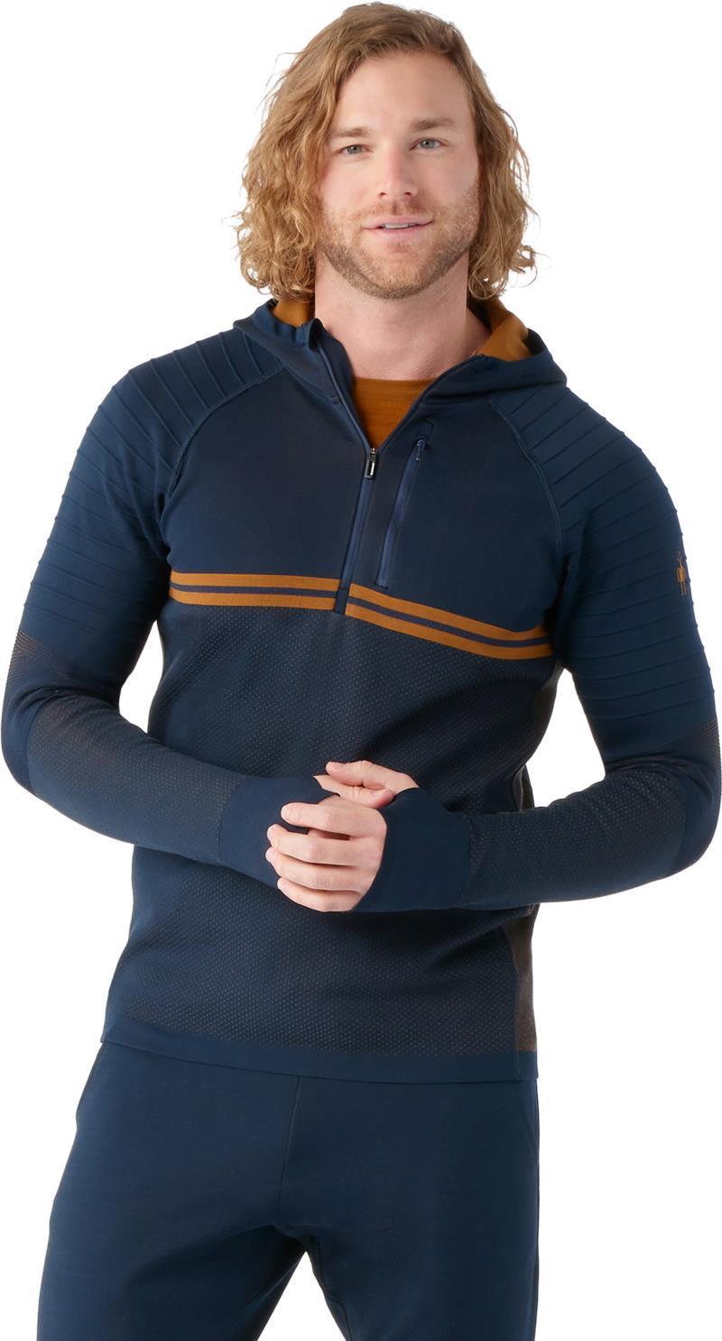Intraknit Merino Tech 1/2 Zip Hoodie - Mens - Deep Navy / Fox Brown 2